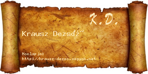 Krausz Dezső névjegykártya